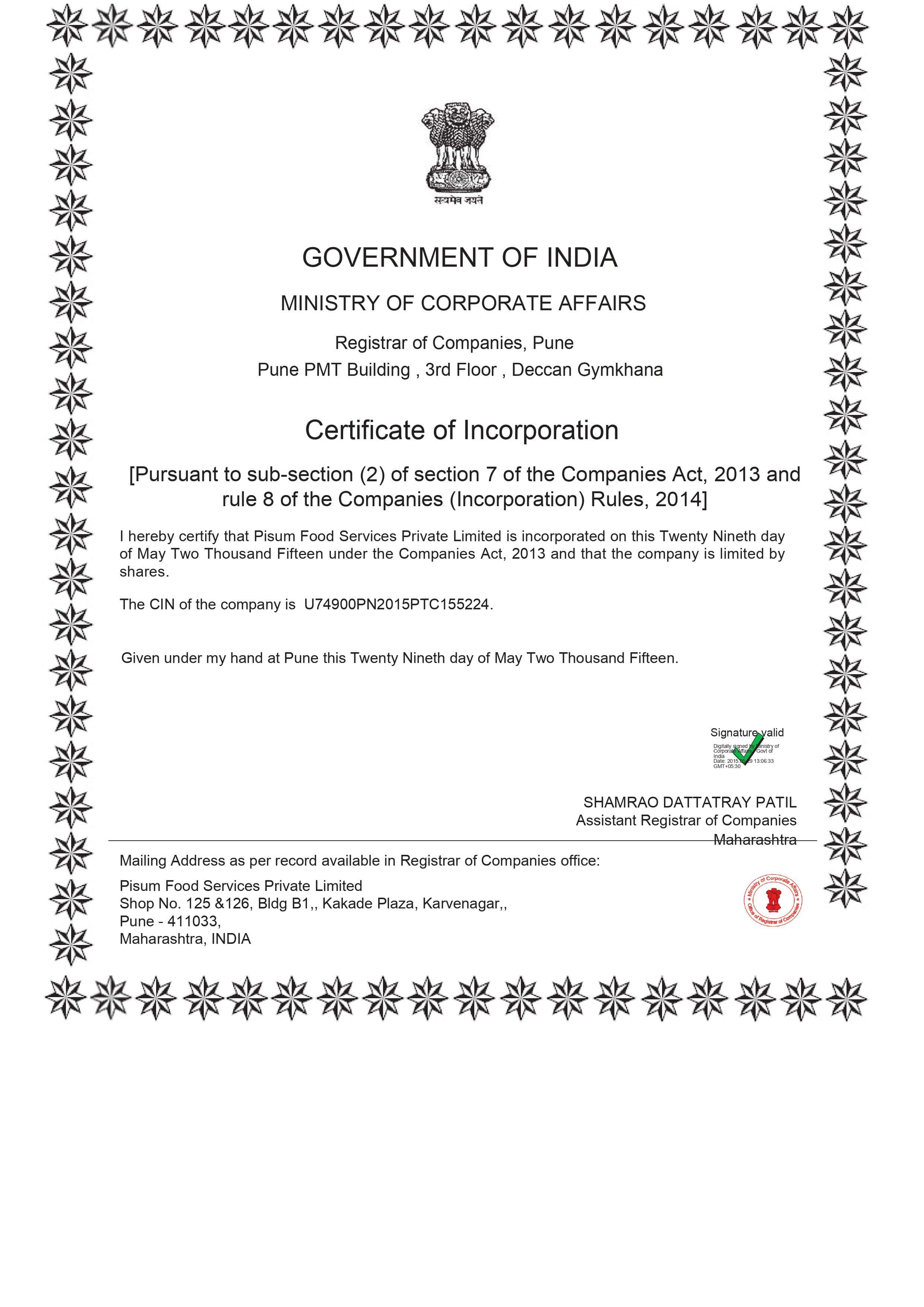 Certificate of Incorporation