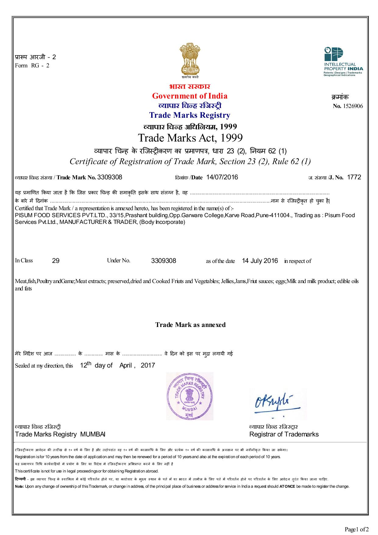 TRADEMARK-REGISTRTION-CLASS-29